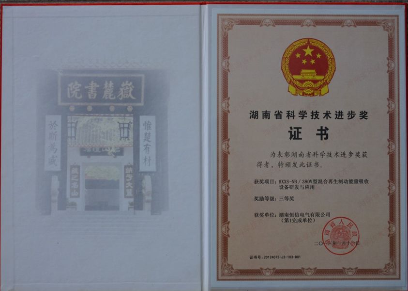 湖南省科學(xué)進(jìn)步獎(jiǎng)